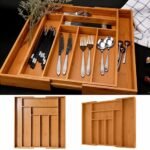 Expandable bamboo cutlery organizer