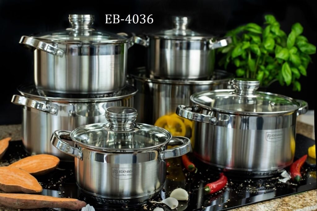 Edenberg Stainless Steel Induction Base Cookware Set – 12Pcs ...
