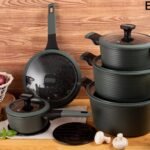 Edenberg Marble Nonstick Cookware 12pcs Set - Black