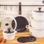 Edenberg Marble Nonstick Cookware 12pcs Set – White