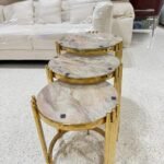 3-in-1 Round Glass Coffee Table Set - Ivory
