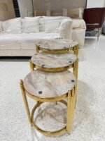 3-in-1 Round Glass Coffee Table Set - Ivory